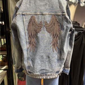 Denim Jacket with Angel Wing Design